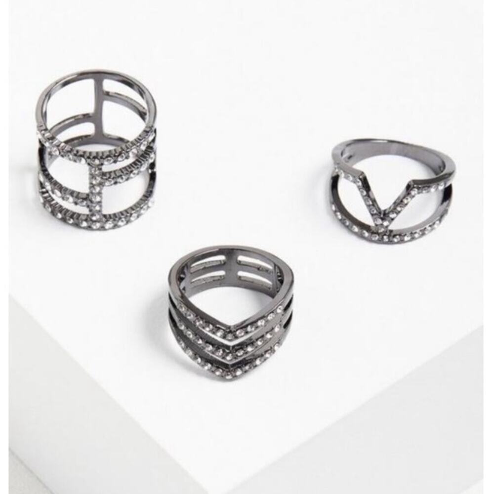 Torrid Hematite Tone Pave Statement Rings